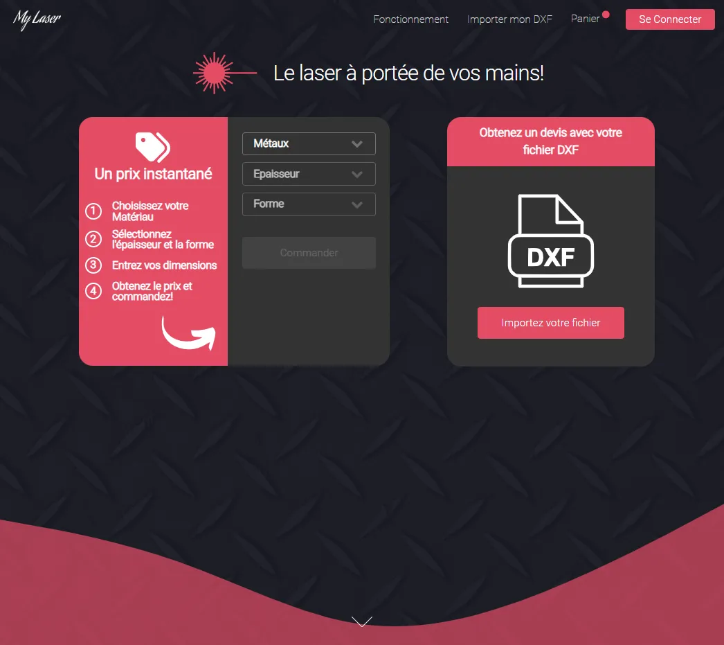 Capture d'écran du site MyLaser DT Systèmes réalisé par Westcode